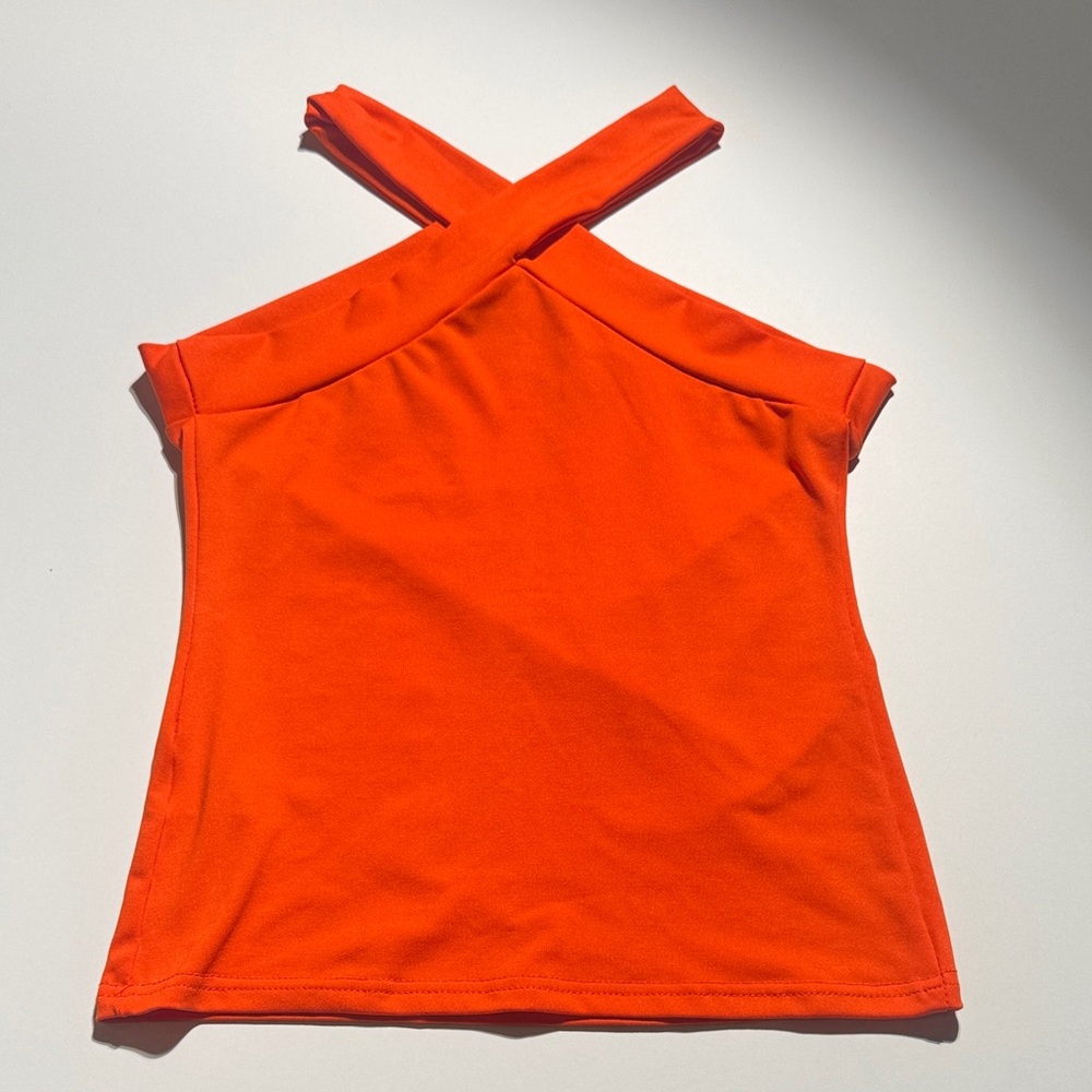 SHEIN Vibrant Orange Cross-Strap Camisole